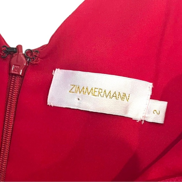 Zimmerman Sueded Silk Plunge Short Draped Dress In Red Size 2 (8US) - Picture 4 of 9